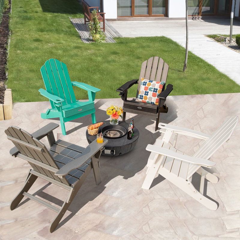 Foldable Outdoor Adirondack Chair, Black