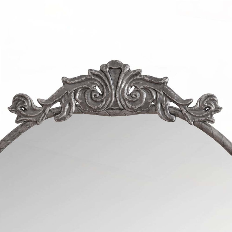 Miroir arqué pleine grandeur avec applique sculptée ornée rétro