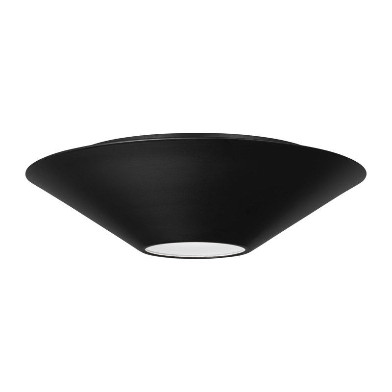 Sandblast Inside/clear Outside Glass Shade LED Flush Mount, Midnight Black, 3.375" H x 12.5" W x 12.5" D