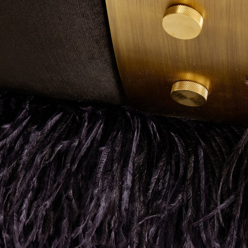 Ostrich Fluff Lounge Chair - Black / Black