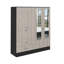 Armoire Bolton 160, six tablettes, deux armoires à deux portes, deux miroirs, deux tiroirs, tringle noire / gris clair