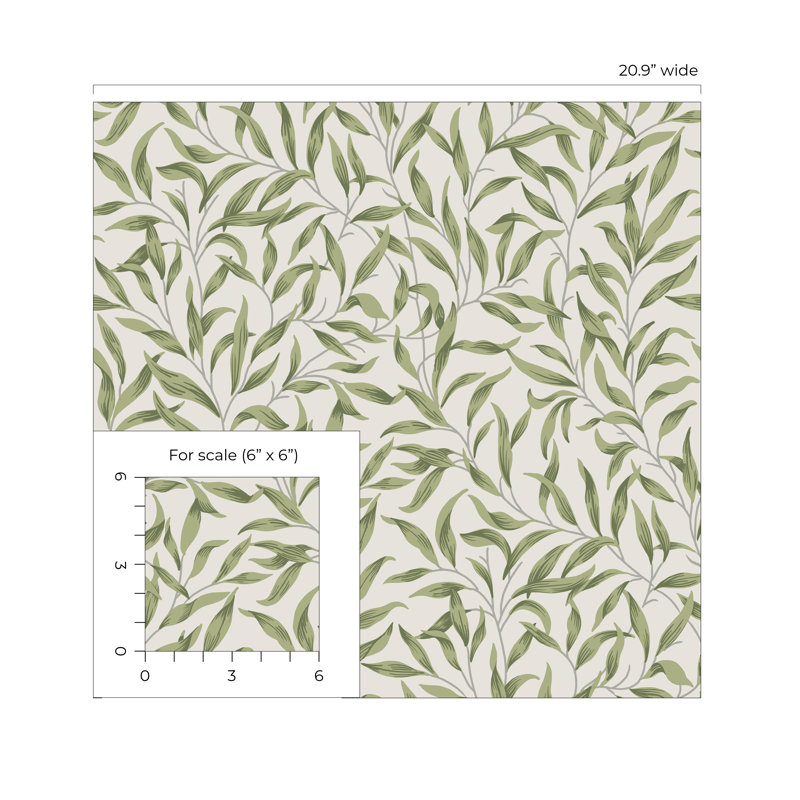 Rouleau de papier peint adhésif L 18 pi x l 20,9 po Stavern, Vert