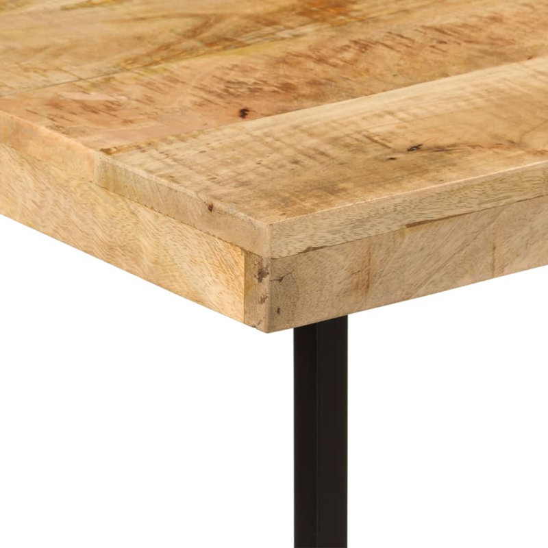 Basim L-Shaped Solid Wood Top Metal Base Executive Desk