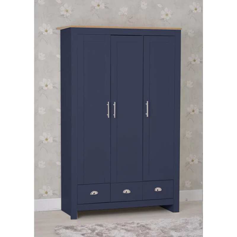 Annieruth 3 Door Manufactured Wood Wardrobe, Blue