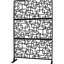 Paravent autoportant 193 cm H 122 cm L - Décoratif pour terrasse, patio, balcon, intérieur et extérieur - Métal noir, pelouse