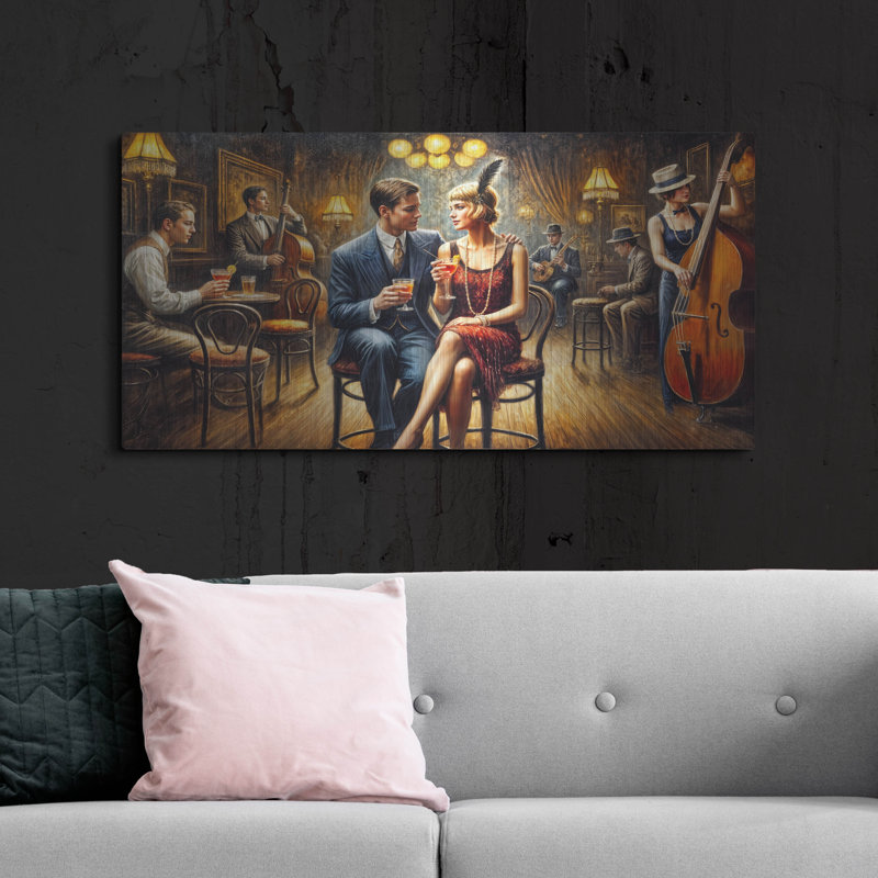 Art mural en métal Lark Manor ™ «Chicago Speakeasy» par Rey Klimt, H 24 po x l 48 po