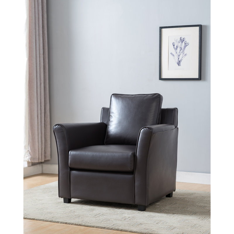 Fauteuil large 36,25 po Silloth, Similicuir gris foncé