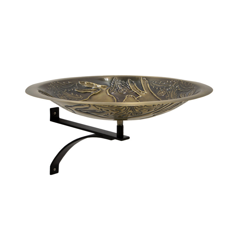 Three Hares Birdbath with Wall Mount Bracket