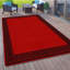 Plain Rug with Greek key Bordered Gel backed Rug Alyne Red/Black Rug-1487964357