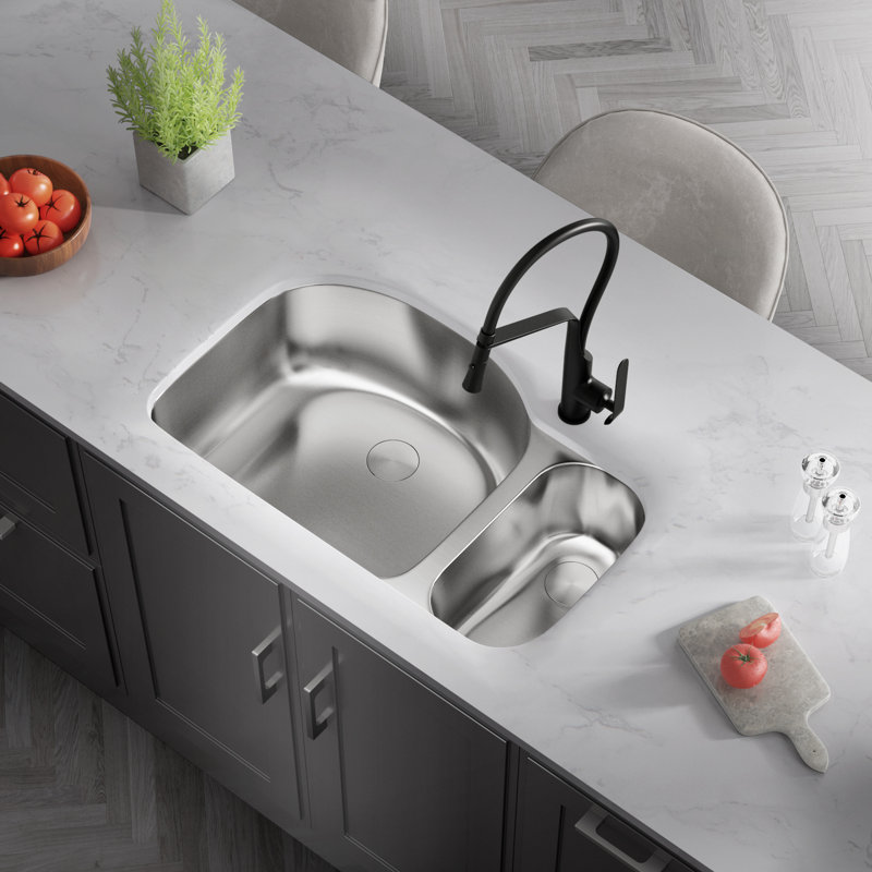 33'' L Undermount Double Bowl Stainless Steel Kitchen Sink