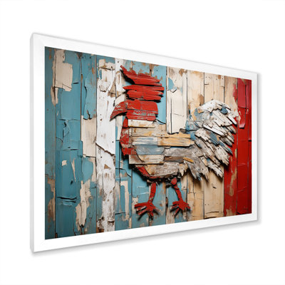 Rustic rooster wooden Peck I - Chicken Wall Art For Living Room