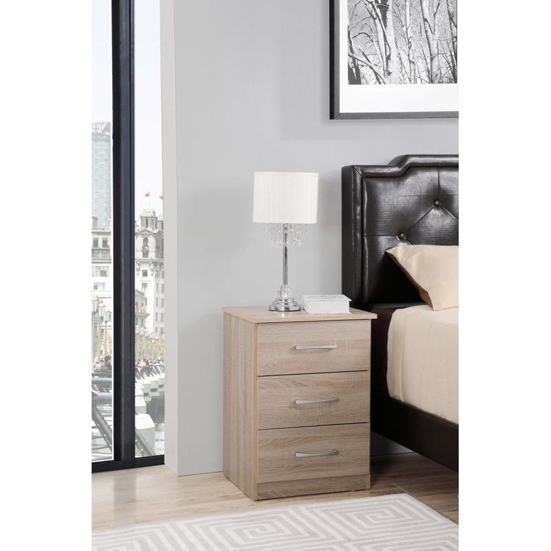  Contemporary Nightstand Bedside Table 3 Drawer Nightstand Modern Nightstand Night Table, Natural
