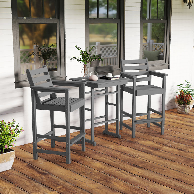 Ensemble de table et chaises d'extérieur toutes saisons à hauteur de bar en PEHD pour balcon de patio bistro, Oui, Gris