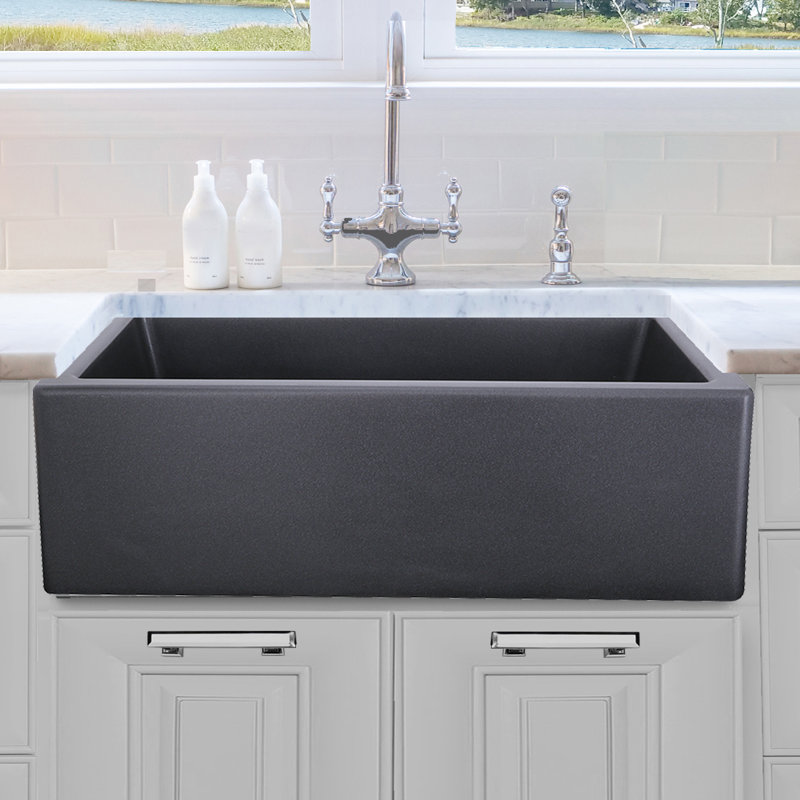 Reinart 30'' L Single Basin Kitchen Sink, Gray