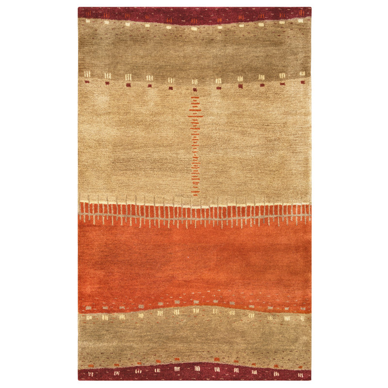 Tapis rayé en laine touffeté à la main Clithall, Rectangle 8 pi x 10 pi