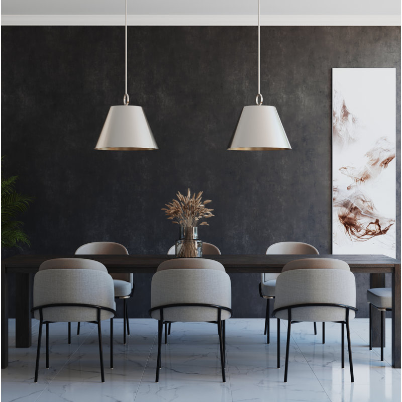 Nouveau luminaire suspendu Elda, Nickel brossé, H 15,25 po x l 17,87 po x P 17,87 po