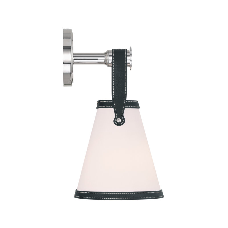 Libby Langdon Callahan 7.25'' Polished Nickel Sconce, White/Black, Nickel