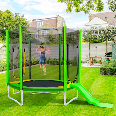 Trampoline with Safety Enclosure Net, Slide and Ladder Recreational Trampoline