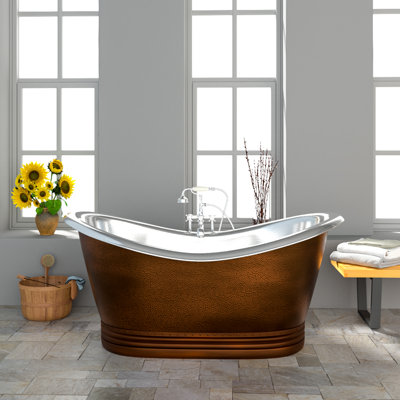 66'' x 30.62'' Freestanding Soaking Copper Bathtub