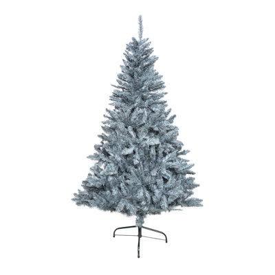 4ft, 7ft & 8ft Frosty Green Artificial Christmas Tree with Hinged Branches and Green Metal Stand