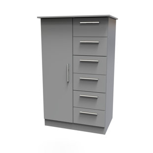 Contrast 1 Door 5 Drawer Kids Robe in Dusk Grey (Ready Assembled)