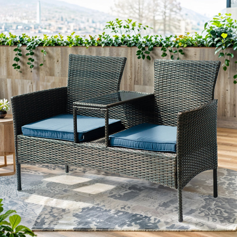 Banc d'extérieur en résine Tatiyona, Brun