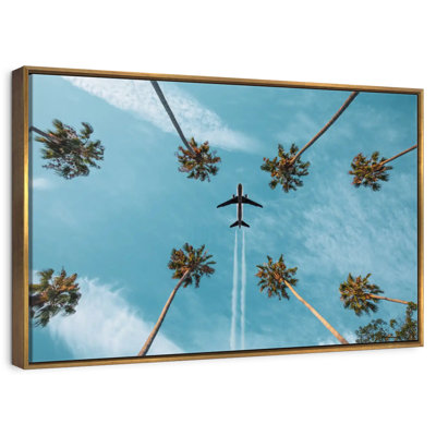 Avion au-dessus de palmiers