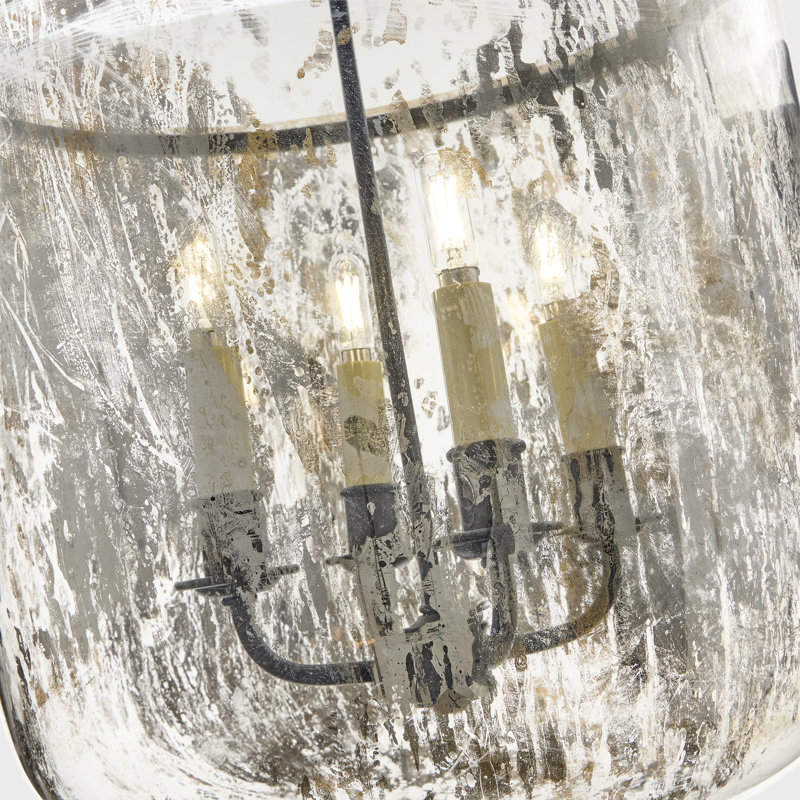 Chapman & Myers Lorford Smoke Bell Lantern, Aged Iron, 33.75" H x 20" W x 20" D, Mercury Glass