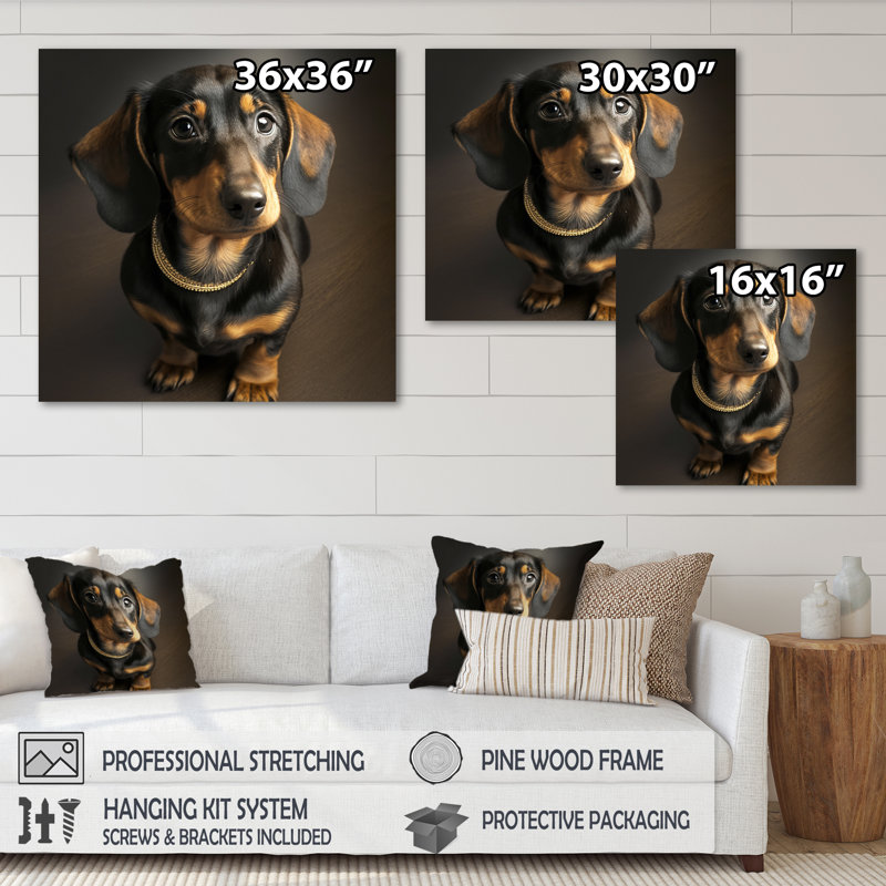 " Daschund Portrait ", 36" H x 36" W x 1.5" D, Wrapped Canvas