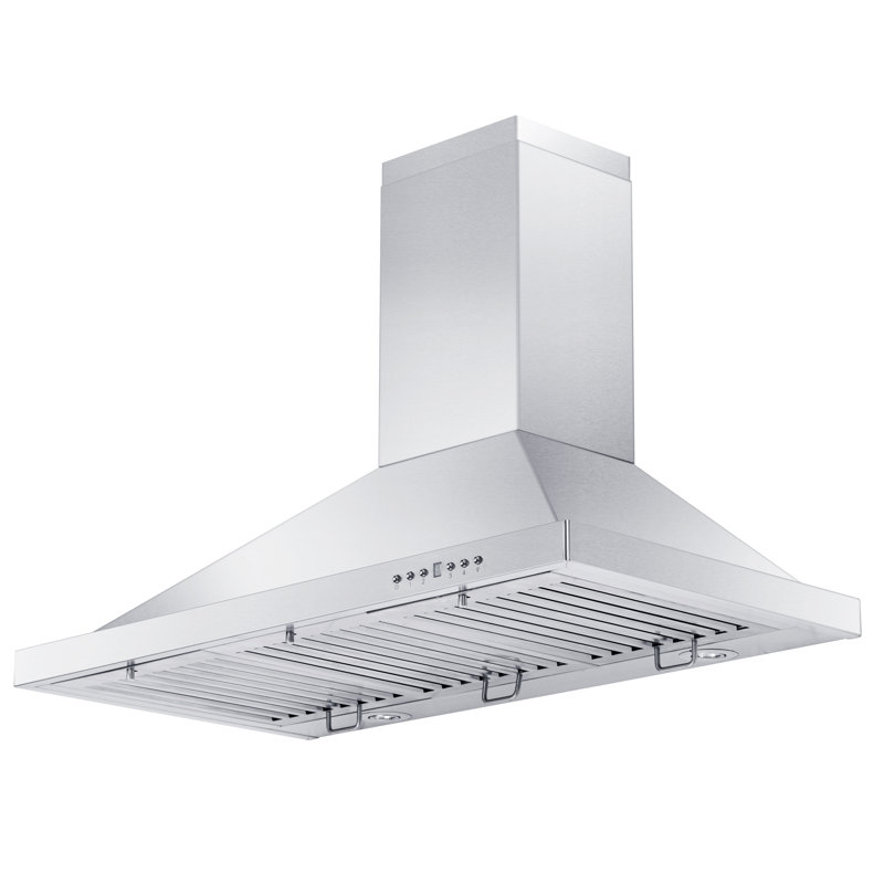 48" 400 CFM Convertible Wall Mount Range Hood, 430 Brushed Stainless Steel