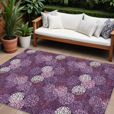 Tapis intérieur lavable à pois 8 po x 10 po aubergine ivoire et lavande