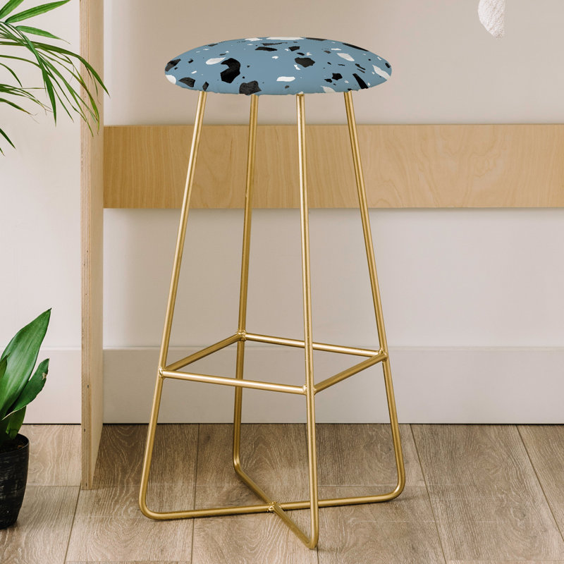 Brontie Upholstered Counter Stool with Metal Frame, Blue Mareike Boehmer Terrazzo 4