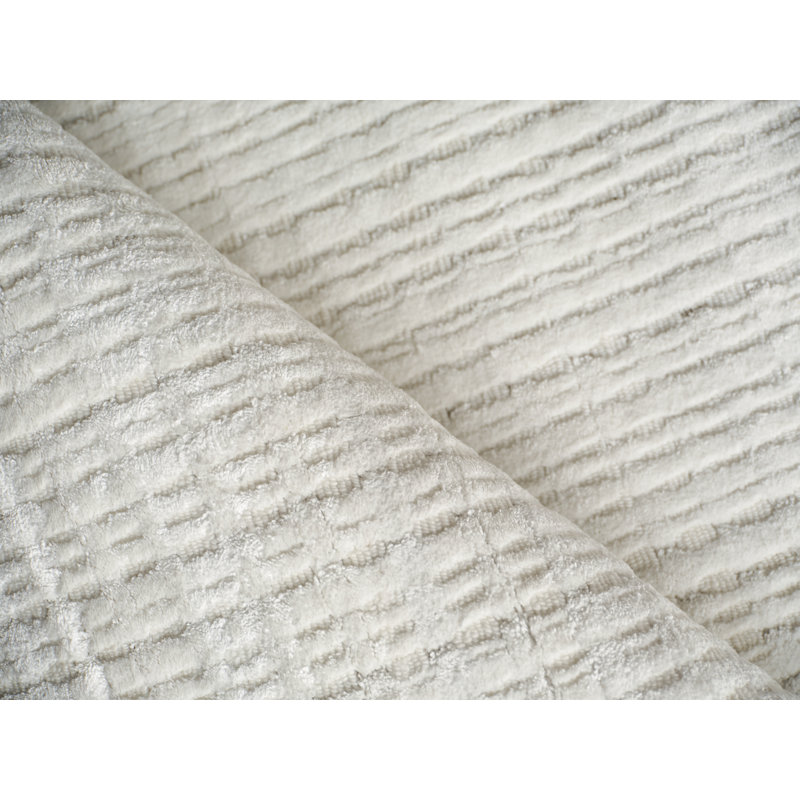 Cabrini Modern Handmade Silky Nylon, White Area Rug, Rectangle 10' x 14'