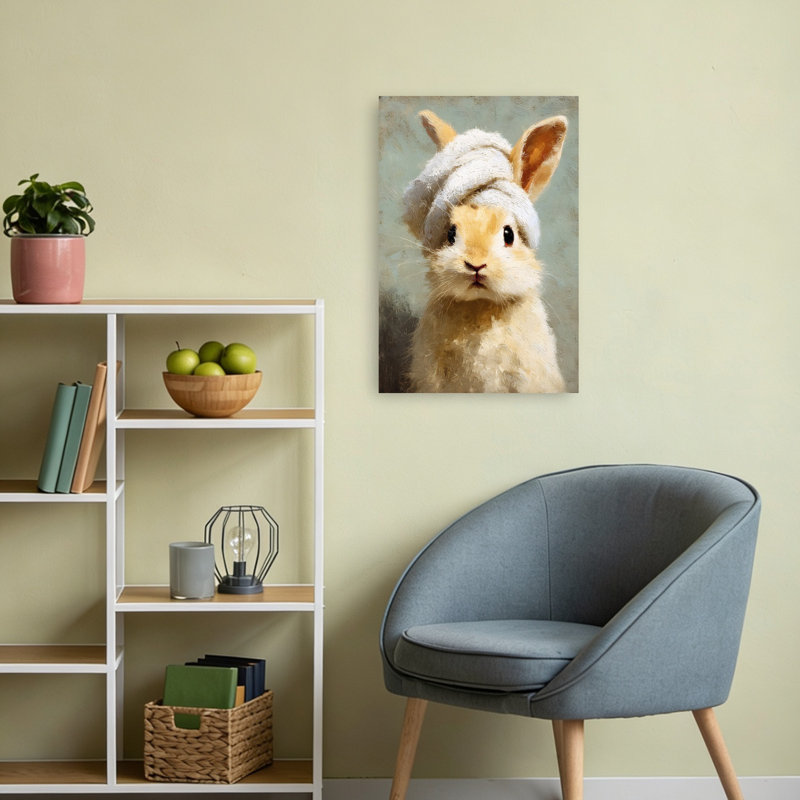 «Bathroom Bunny», art mural abstrait romantique moderne, H 24 po x l 16 po