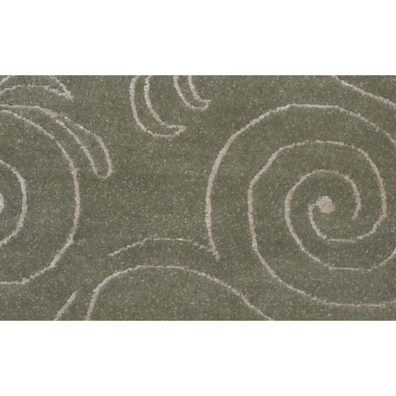 Hand-Knotted High-Quality Green Area Rug