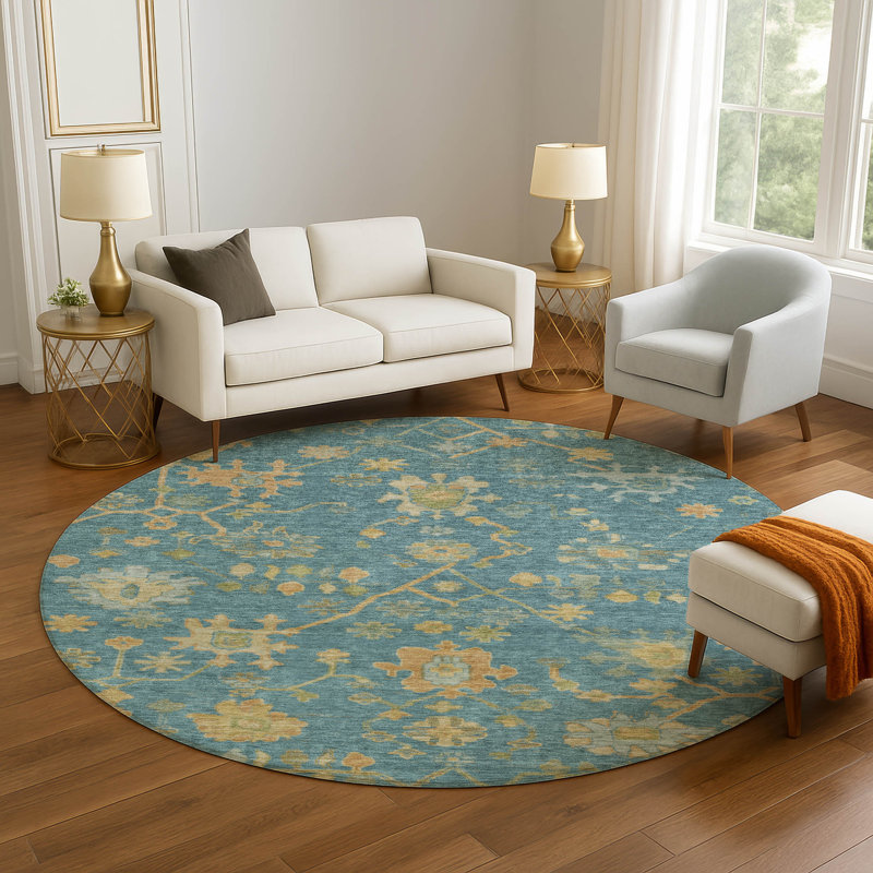 Premium Machine Washable Alaina AMF1930 Global Rug, Round 8'