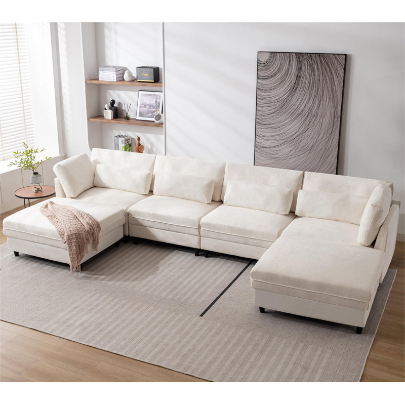 Ensemble de canapé modulaire surdimensionné en tissu surdimensionné avec coussins de taille