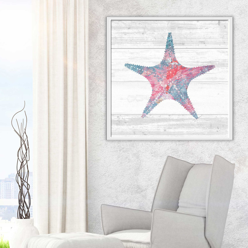 «Ocean Life IV», reproduction d'aquarelle sur toile, H 27,5 po x l 27,5 po x P 2 po, Cadre flottant blanc