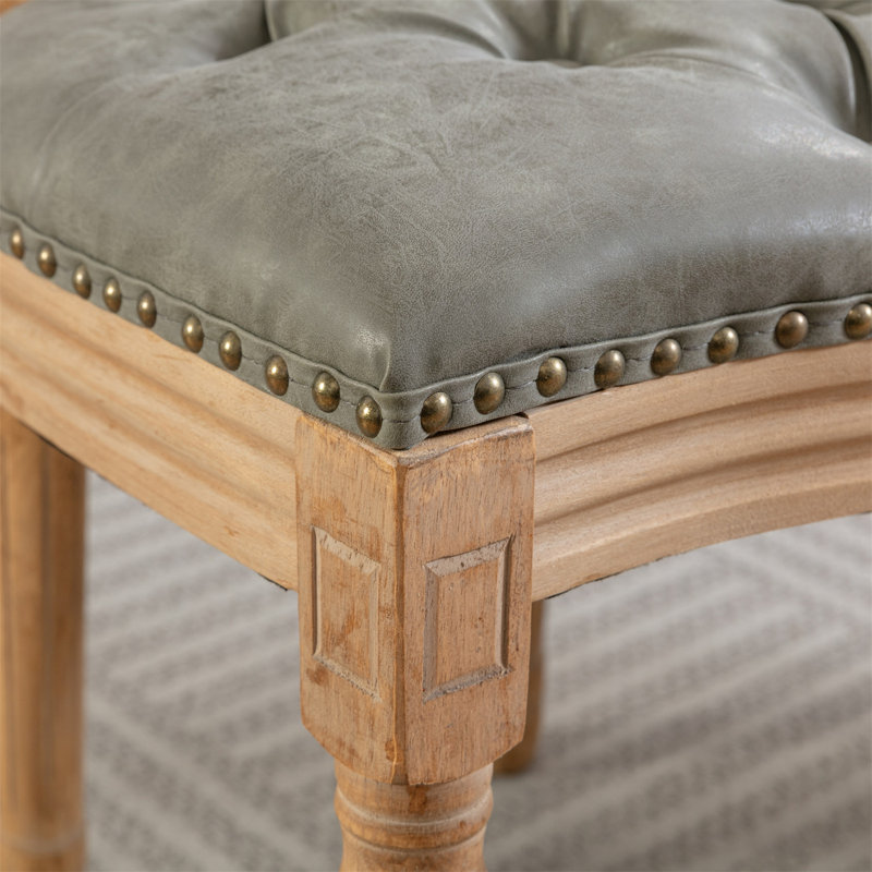 Set Of 2 Upholstered Oval Tufted Side Chair, Olive Green