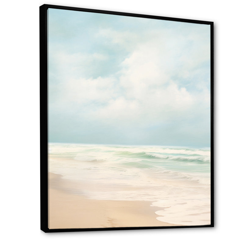 Paysage de plage minimaliste VII, H 32 po x l 16 po x P 1 po, Cadre flottant noir