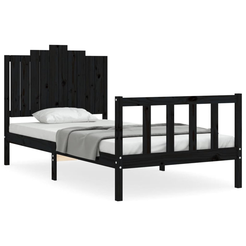 Bed Frame with Headboard, Black, Small Single (2'6)