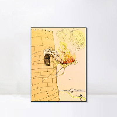 Framed Canvas Giclee Print Series#102 by Salvador Dali Wall Art for Living Room Home Office Decorations(Black Slim Frame,24"x32")
