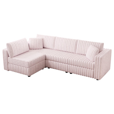 Pink Comfortable 4 Furniture. Stylish Design. Materials. Detachable Cushions. Fits Various Spaces L-Shaped . & Elegant. Components. Enhances Home Style