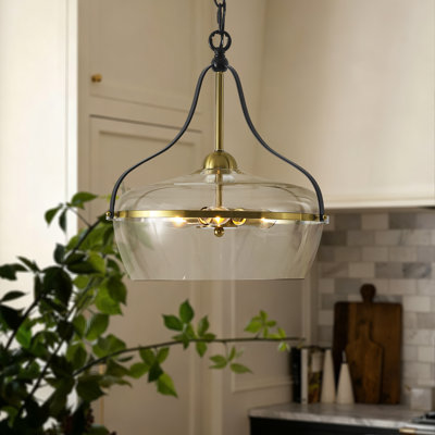 Auralux 3-Light Clear Glass Kitchen Island Pendant Light for Dining Room