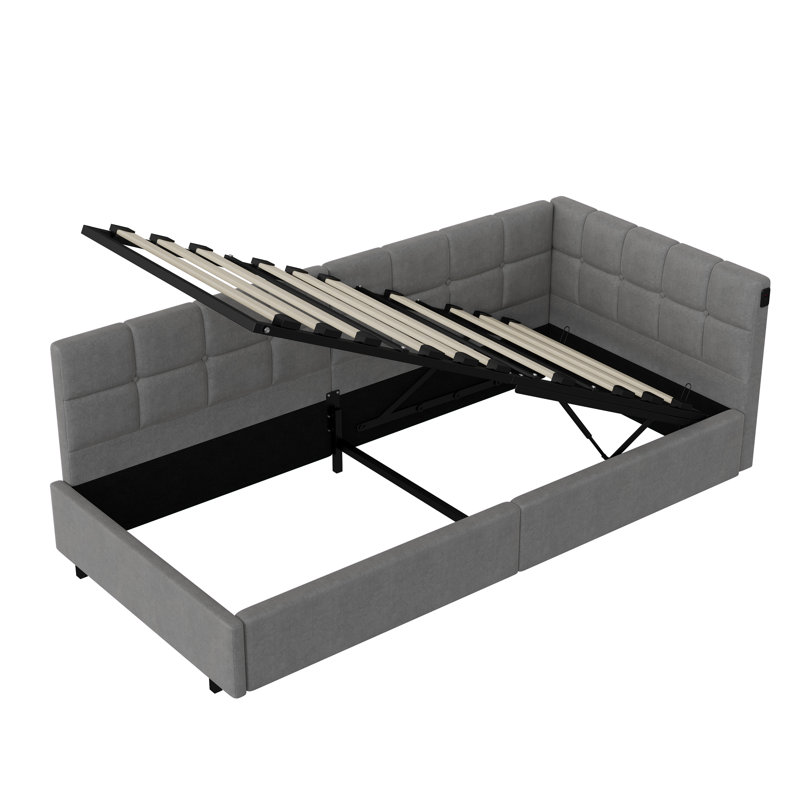 Upholstered Storage Daybed, grey