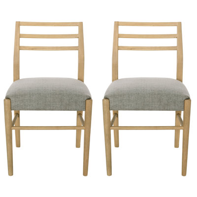 Grey Fabric Dining Chair Of 2 With Back And Style, Rubberwood Frame, Upholstered Seats, 20.25" W X 24.00" D 32.99" H Style Chairs 2, Seating For A Homey Atmosphere,