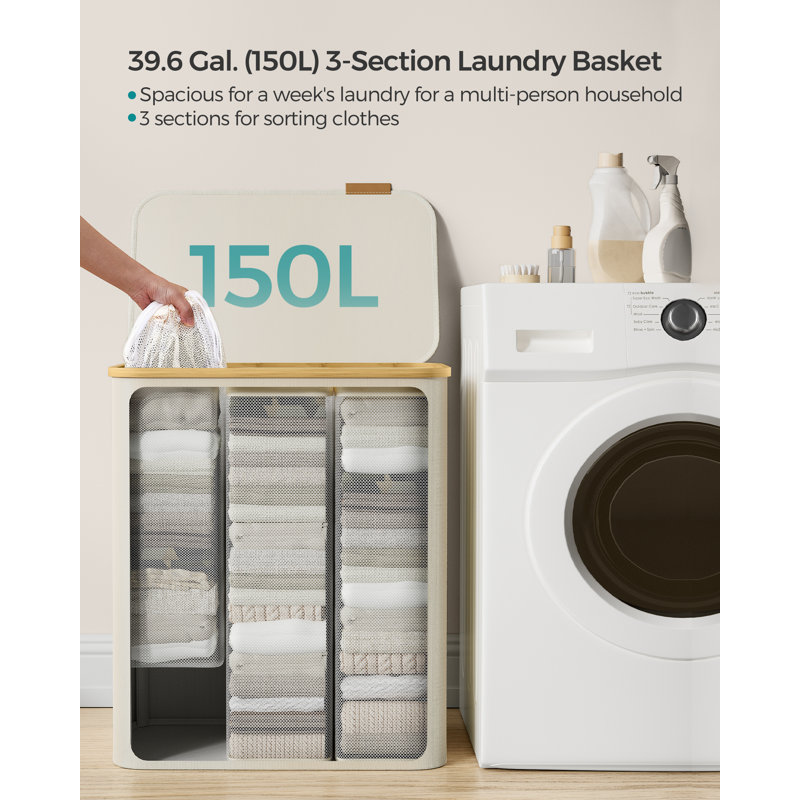 Laundry Hamper with Handles, Grey