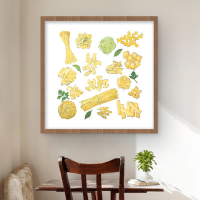 Various Kind of Pasta - Illustrative Kitchen Framed Print