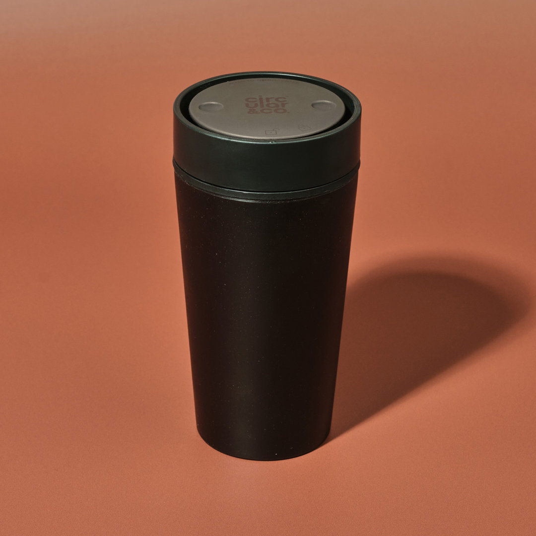 Circular&Co 12oz / 340ml Reusable Coffee Cup Made from Recycled Coffee Grounds – Travel Mug with Lid – Leakproof, Insulated - Espresso Black