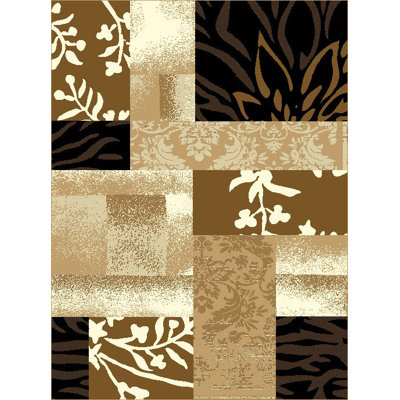 Ivoire capitonné/Tapis décoratif brun